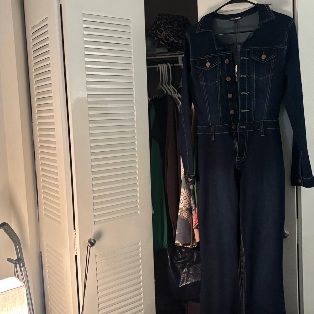 SALE “Fashion Nova Women's Dark Blue Denim Overalls